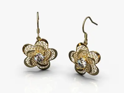 Floral earrings 3D print model