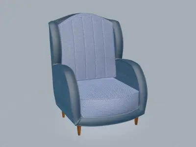 Bow-arms smooth armchair 3D model
