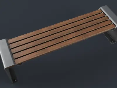 Modern Outdoor Bench 16 PBR Game Ready Low-poly 3D model