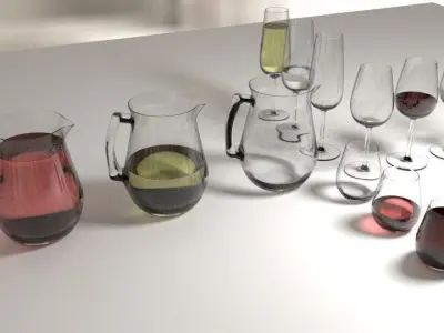 Glassware Set MARIKA Low-poly 3D model