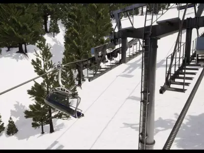 Snowboarding Collection design of ski lifts and escalators 3D Model Pack