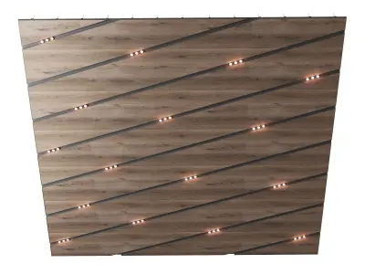 Wooden suspended ceiling with lighting 45 3D model