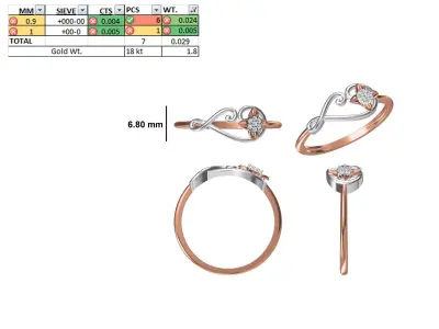 Women Light Weight Ring STL OBJ FBX JCD Details 3D print model 3