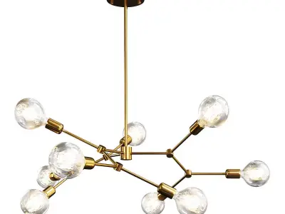 LEGYI modern brass chandelier with clear glass balls Low-poly 3D model