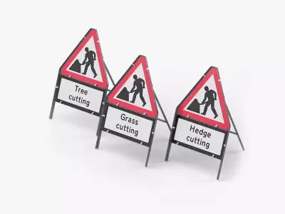 Triangular Road Cutting Works Signs 01 3D Model Pack