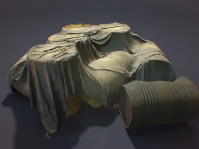 PBR Barrels Cloth Low-poly 3D model