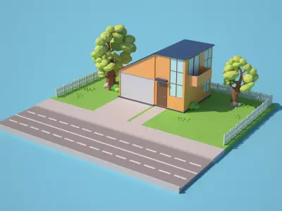 Cartoon Style House Low-poly 3D model
