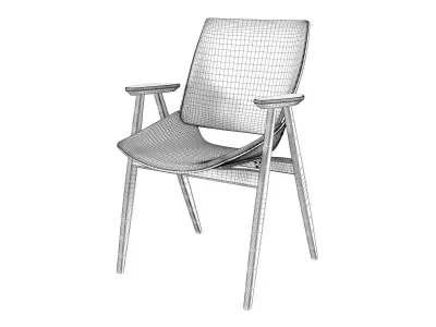 Shell Wood Armchair Upholstered Seat and Back 3D model