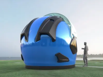 Helmet-Themed Coffee Shop 3D model