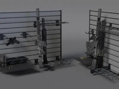  Gun Rack Gray with Weapons 