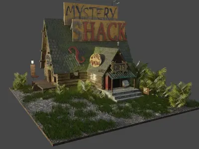 Mystery Shack from cartoon Gravity Falls Low-poly 3D model