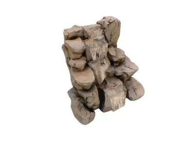 4-Tier Tall Rock Waterfall 3D model