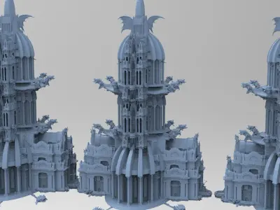 Grand Steampunk Bank exterior  3D model