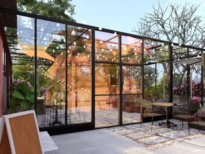 3D Exterior Scene 3D model design garden and landscape 3D model shop