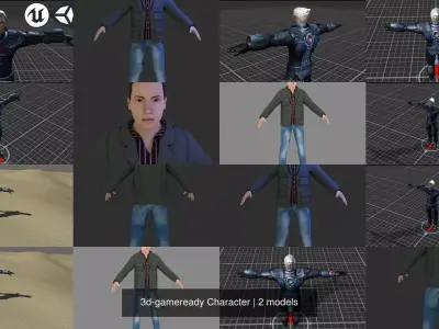 3d-gameready Character man in poses 3D Model Pack
