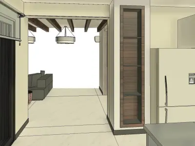 Fitted Bookcase Wall Niche 3D model