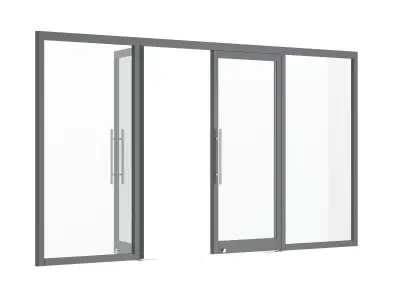 Office Tempered Glass Door with Aluminium Frame 3D model