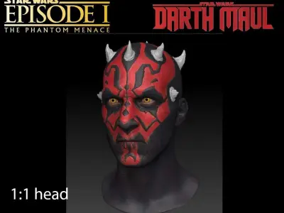 Darth Maul head full size for 3d print 3D model