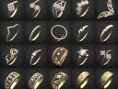 Finger Rings collection printable 3D print model 2