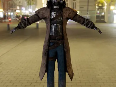 NCR Fallout New Vegas Armor PBR Rigged Low-poly 3D model