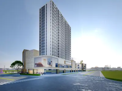 Commercial building Low-poly 3D model