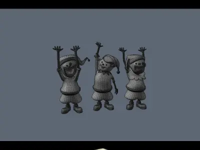 Santa Claus with Elves 3D model
