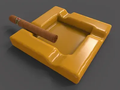 Ashtray and Cigar 3D model
