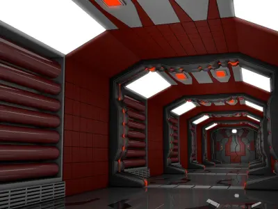 Sci Fi Corridor  3D model 6