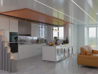 Modern kitchen design Free 3D model