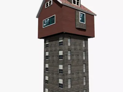 Wooden House Low-poly 3D model 9