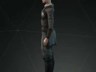 Steampunk rigged character Low-poly 3D model