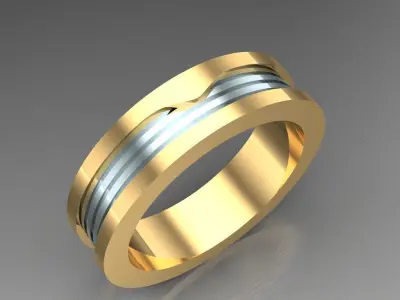 Light Gold Diamond Men Ring 2MR087 3D model