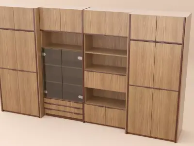 wooden cabinet set 3D model