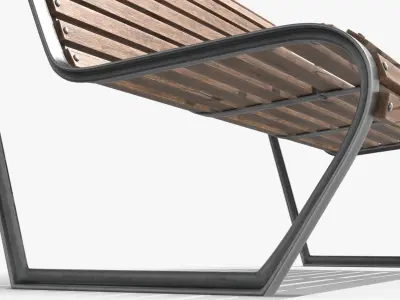 Street Bench Low-poly 3D model