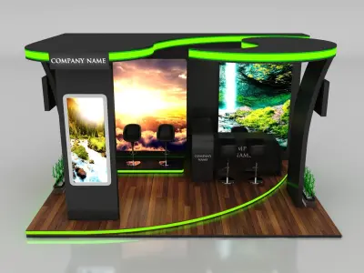 Booth Exhibition Stand Stall 4x6m Height 350 cm 3 Side Open 3D model