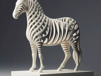 3129 Hollow Zebra with Cutout Stripes  3D Model  3d  stl 3D print model