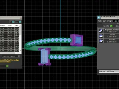 Open End Light Weight Baguette Princess Stone Band Ring 3D print model