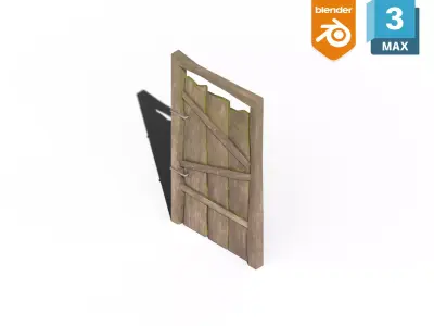 Wood Door Free low-poly 3D model