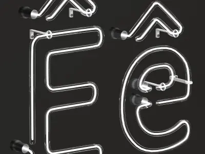 Neon Light Lamp 06 - Vietnamese Alphabet 3D model