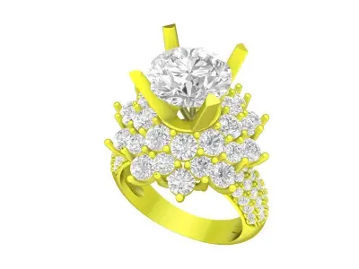 Luxury Round Halo Cluster Diamond Ring with Elevate Setting 7303 3D print model