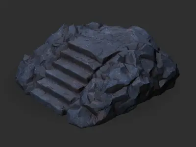 stairs stone 07 Low-poly 3D model