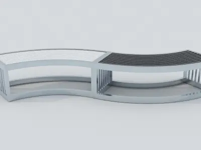 Metal Bench Low-poly 3D model