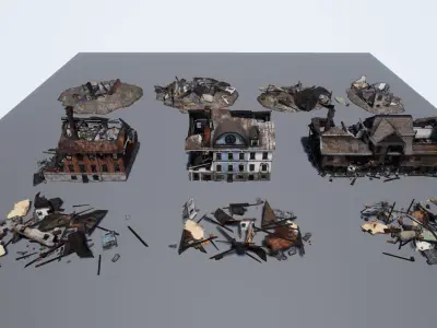 War Debris Pack Low-poly 3D model