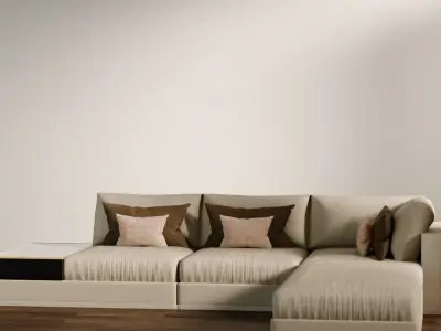 Cozy Sectional Sofa Low-poly 3D model