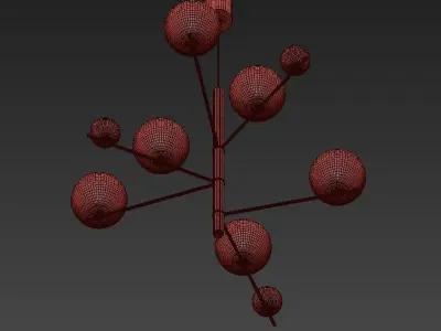 TUTTIFRUTTI brass chandelier with glass balls 3D model