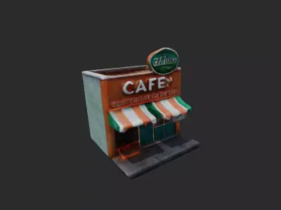 Coffe Building low poly 3D model