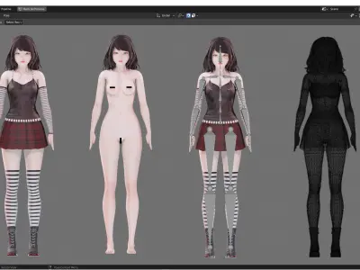 Emo Clothing 0001 - UE5 - Unity - Blender - Animated Low-poly 3D model