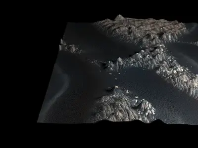Partly Snowy Mars Surface 3D model