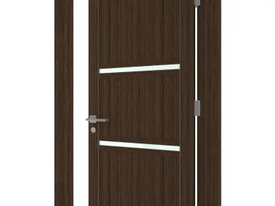 Door-039 wooden door with glass panels 3D model
