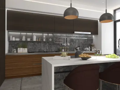 Create a professional kitchen design 3D model
